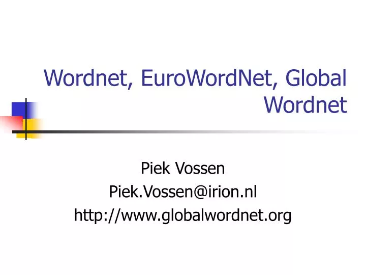 wordnet eurowordnet global wordnet