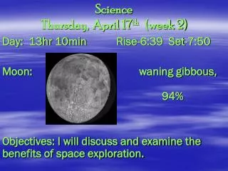 Science Thursday, April 17 th (week 2)