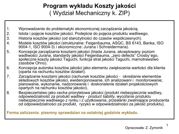 program wyk adu koszty jako ci wydzia mechaniczny k zip