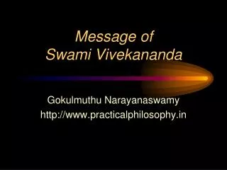 Message of Swami Vivekananda