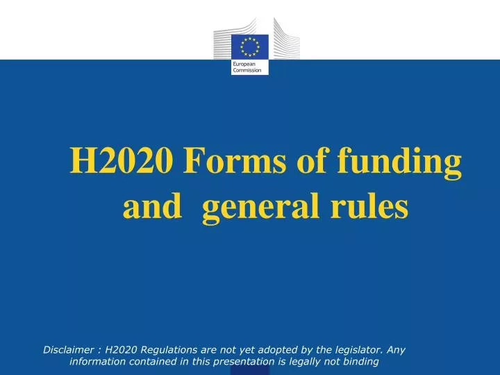 h2020 forms of funding and general rules