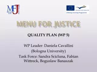 MENU FOR JUSTICE