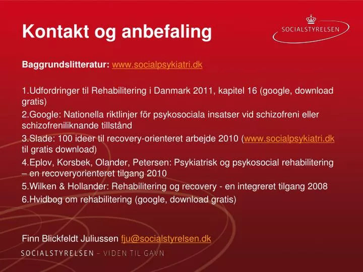 kontakt og anbefaling