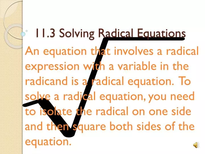 11 3 solving radical equations