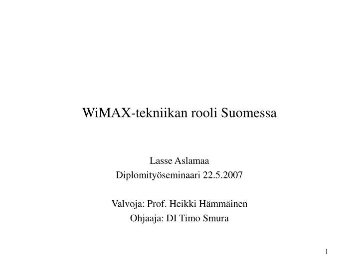 wimax tekniikan rooli suomessa