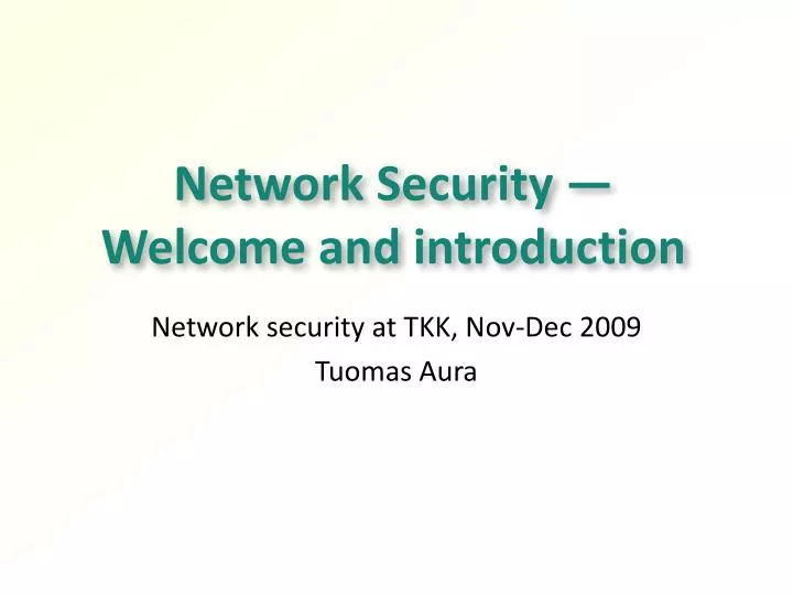 network security welcome and introduction