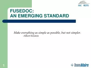FUSEDOC: AN EMERGING STANDARD