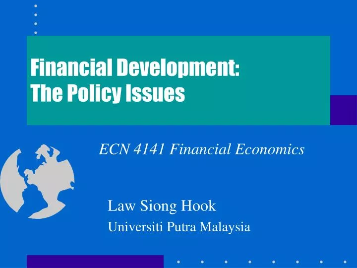 financial development the policy issues