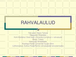 RAHVALAULUD