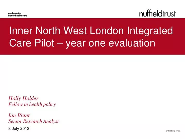 inner north west london integrated care pilot year one evaluation