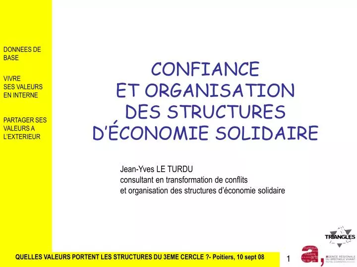 confiance et organisation des structures d conomie solidaire