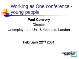 Working as One conference - young people