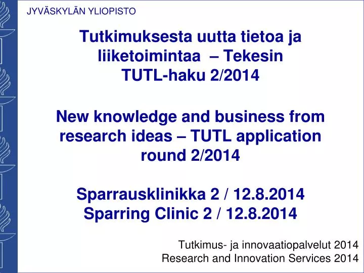 tutkimus ja innovaatiopalvelut 2014 research and innovation services 2014