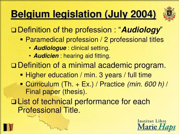 belgium legislation july 2004