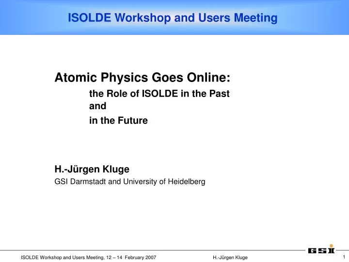 isolde workshop and users meeting