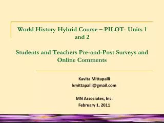 Kavita Mittapalli kmittapalli@gmail MN Associates, Inc. February 1, 2011
