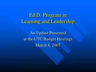 Ed.D. Program in Learning and Leadership
