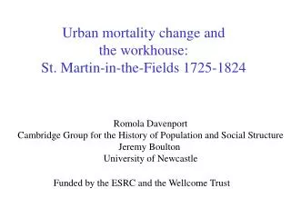 Urban mortality change and the workhouse: St. Martin-in-the-Fields 1725-1824