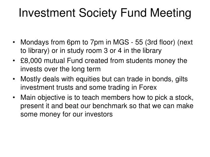 investment society fund meeting