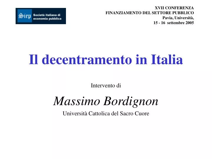 xvii conferenza finanziamento del settore pubblico pavia universit 15 16 settembre 2005