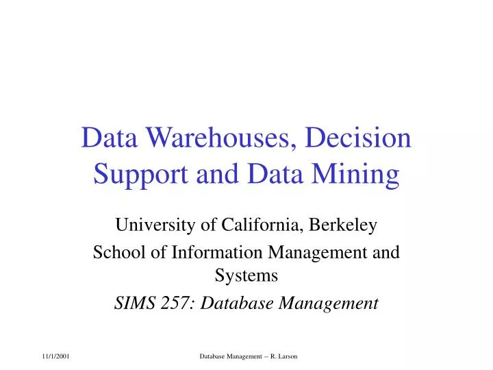 data warehouses decision support and data mining
