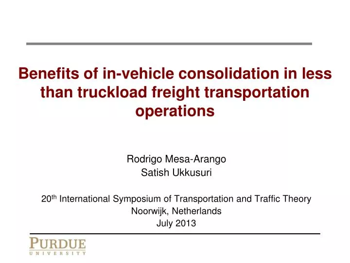 benefits of in vehicle consolidation in less than truckload freight transportation operations