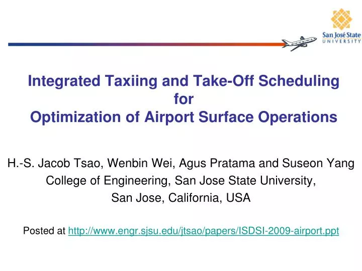 integrated taxiing and take off scheduling for optimization of airport surface operations