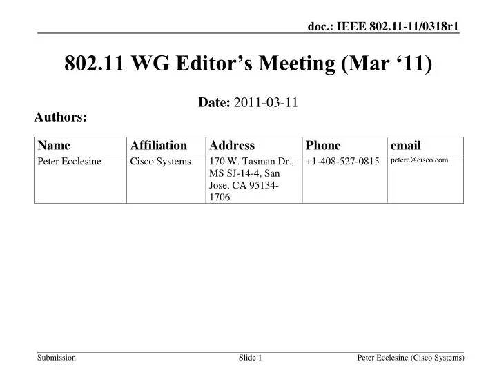 802 11 wg editor s meeting mar 11