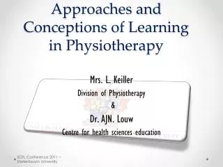 Approaches and Conceptions of Learning in Physiotherapy