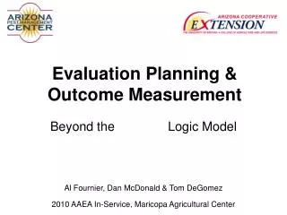 Evaluation Planning &amp; Outcome Measurement