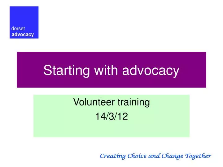 starting with advocacy