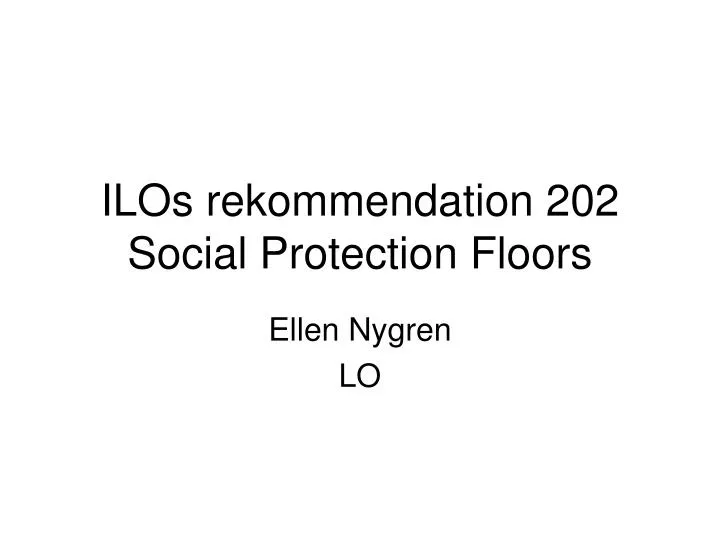 ilos rekommendation 202 social protection floors