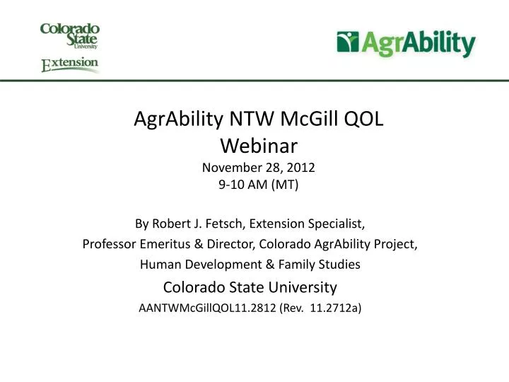 agrability ntw mcgill qol webinar november 28 2012 9 10 am mt