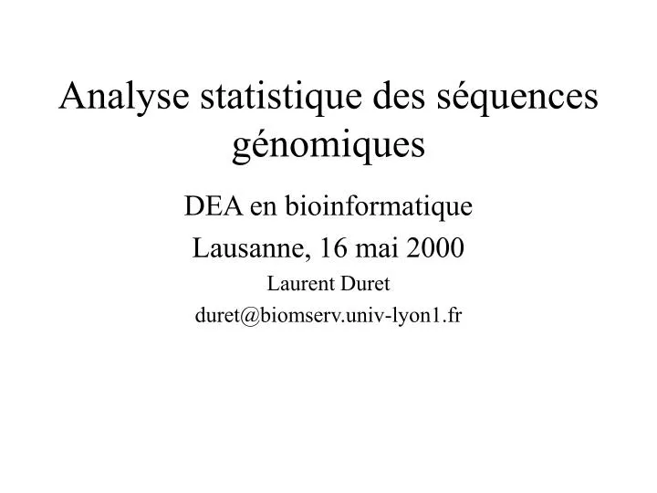 analyse statistique des s quences g nomiques