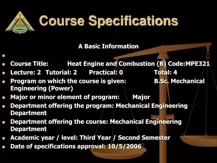course specifications