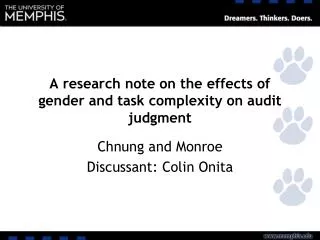 A research note on the effects of gender and task complexity on audit judgment