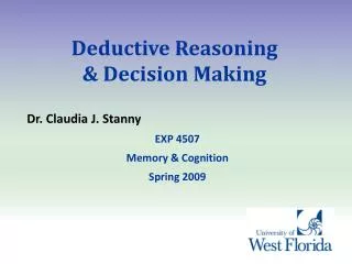 Deductive Reasoning &amp; Decision Making
