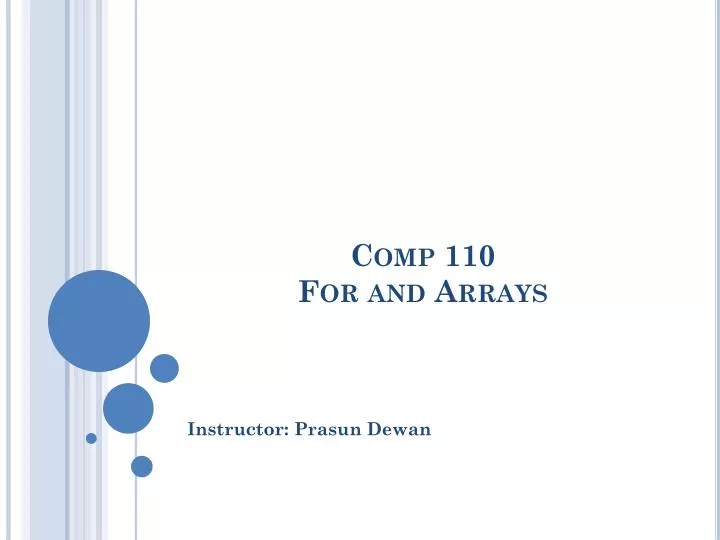 comp 110 for and arrays