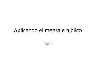 aplicando el mensaje b blico