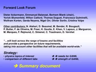 Forward Look Forum Dieter Ackermann, Emmanuel Balanzat, Bertram Blank (chair),