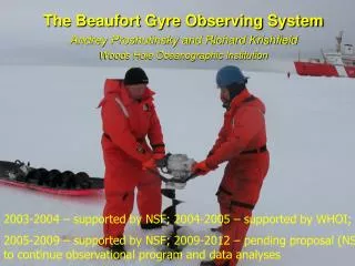The Beaufort Gyre Observing System Andrey Proshutinsky and Richard Krishfield
