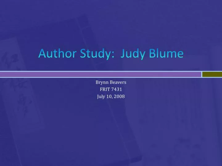 author study judy blume