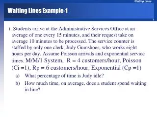 Waiting Lines Example-1