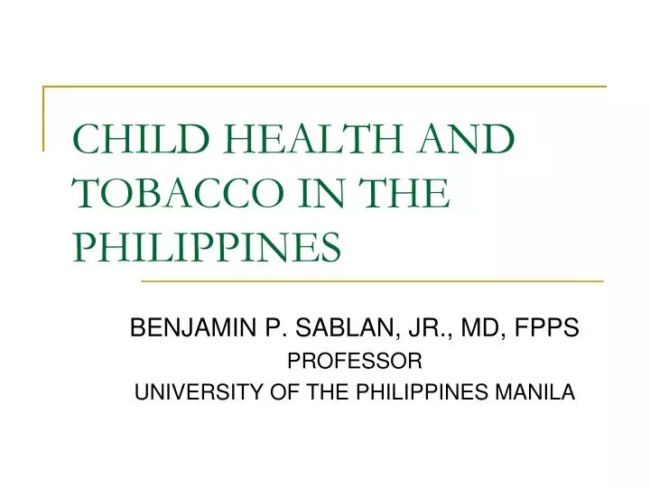 child health and tobacco in the philippines