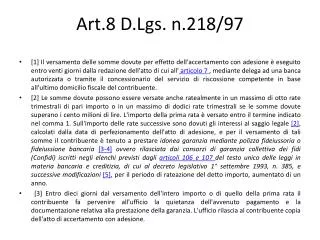 art 8 d lgs n 218 97
