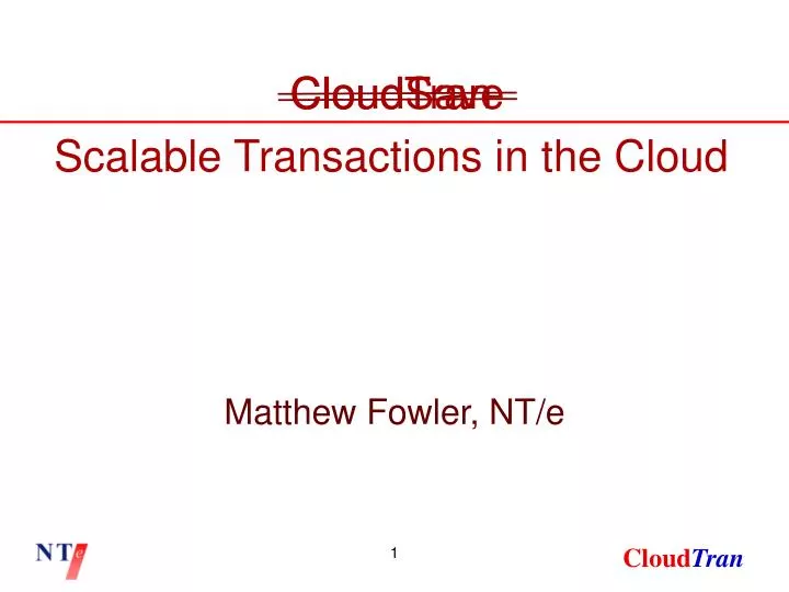 scalable transactions in the cloud