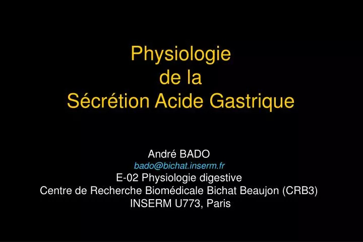 physiologie de la s cr tion acide gastrique