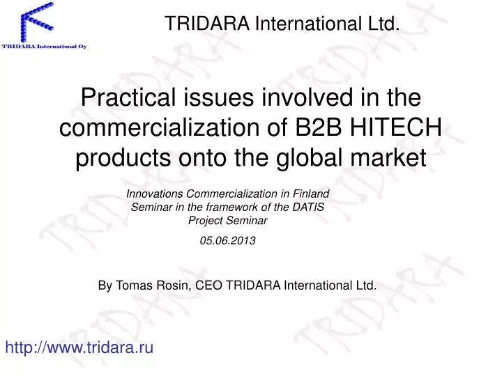 practical issues involved in the commercialization of b2b hitech products onto the global market