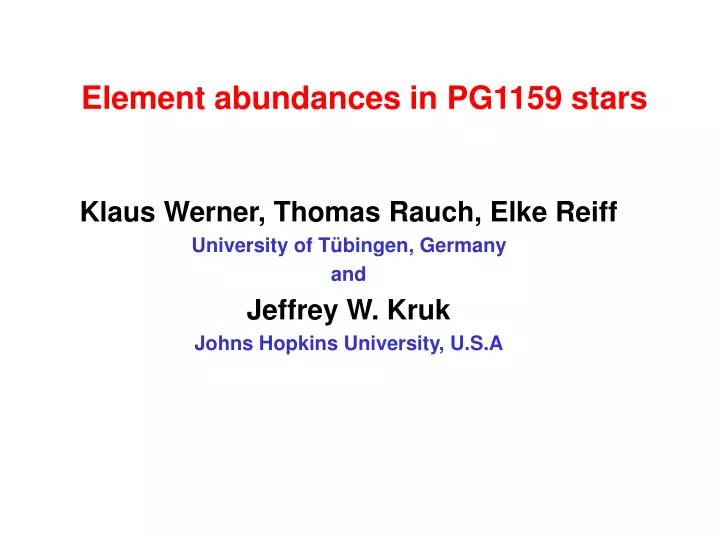 element abundances in pg1159 stars