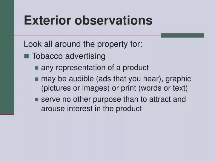 exterior observations